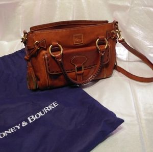 Dooney & Bourke Florentine Medium Pocket Brown Leather Satchel Handbag.